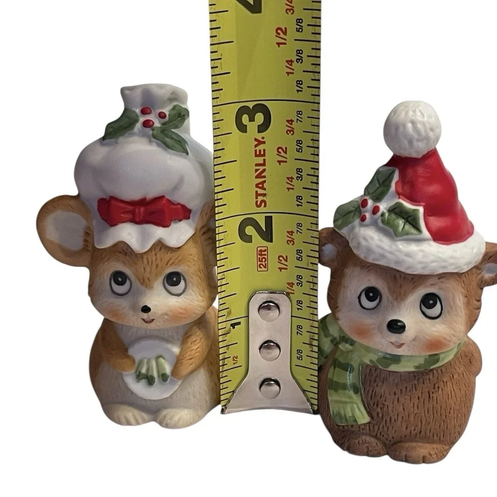 Vintage Lefton Mouse Bell Figurines Set Classic 80s Christmas Decor 80s Holidays